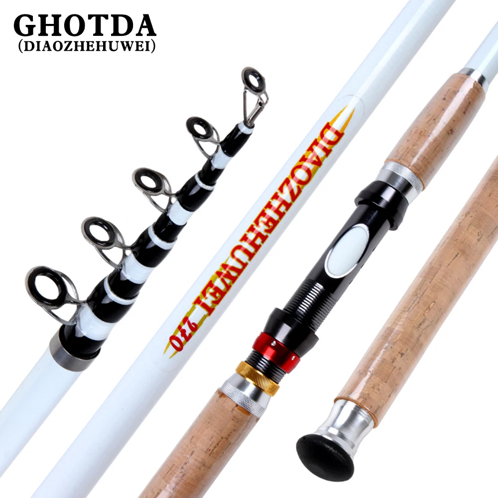 GHOTDA taşınabilir kaya çubuk 2.1m 2.4m 2.7m 3.0m 3.6m sazan teleskopik deniz olta iplik çubuk karbon fiber Ultralight Superhard