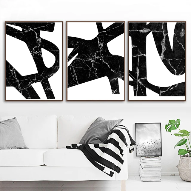 black and white mid century modern art