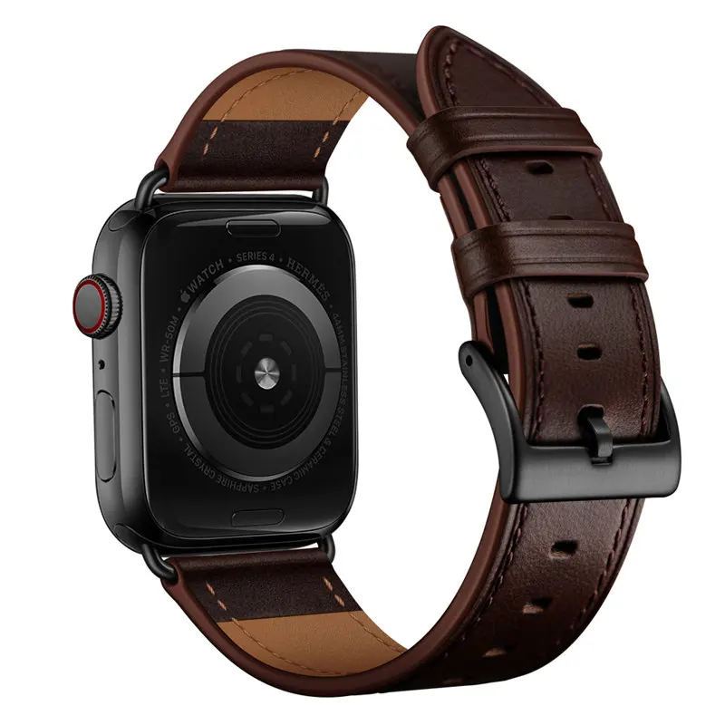 Ремешки для наручных часов для Apple Watch, 44 мм, 40 мм, серия 5/4, натуральная кожа, браслет для iWatch, ремешок 42 мм, 38 мм, серия 3/2/1