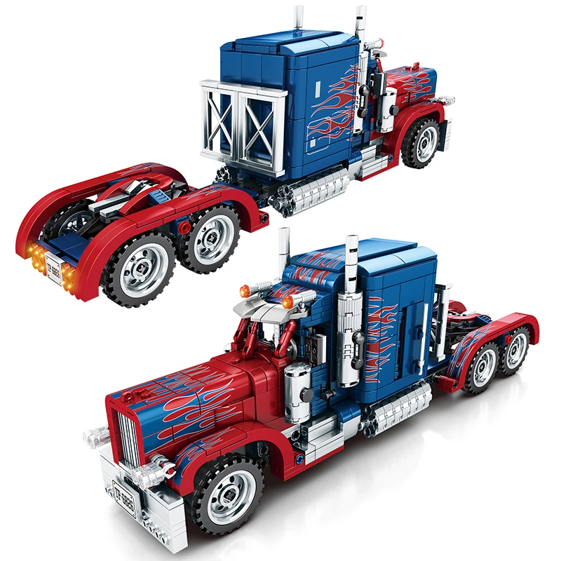 

849PCS Peterbilt 389 Heavy Container Truck Technic Model Building Blocks Set Classic Car Bricks Children Construction Toys Gifts