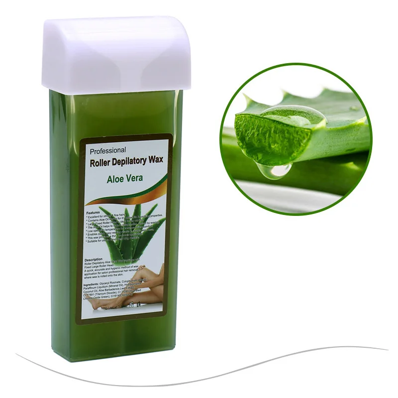 Aloe Vera 100 г картридж для воска, для удаления волос, нагреватель для депиляции, нагреватель для воска, рулон воска для всех типов кожи - Цвет: Aloe Vera