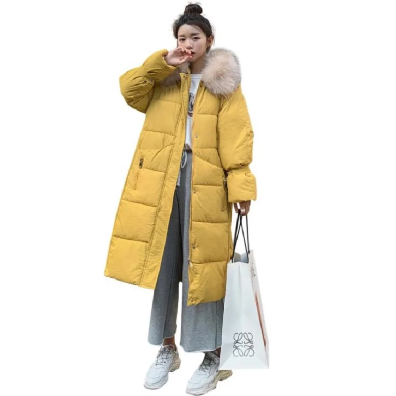 #*Cheap Winter Jacket Women New Korean Version Of The Thickening Casual Women Winter 2019 Coats Fashion Large Fur Collar Long Down Jacke