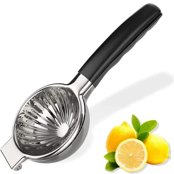 

Lemon Squeezer 304 Stainless Steel with Silicone Handles Manual Juicer Heavy Duty Metal Orange Lemon Juicer