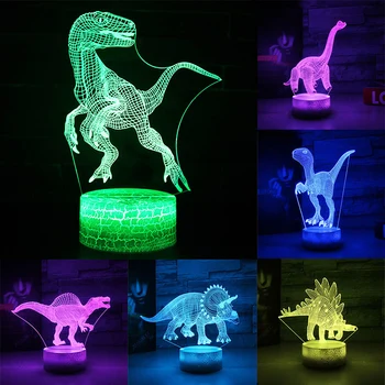 

Creative Table Lamp Atmosphere Touch Control Jurassic Dinosaur Adorable Desk Light Christmas Xmas Decoration 3D Home Decor