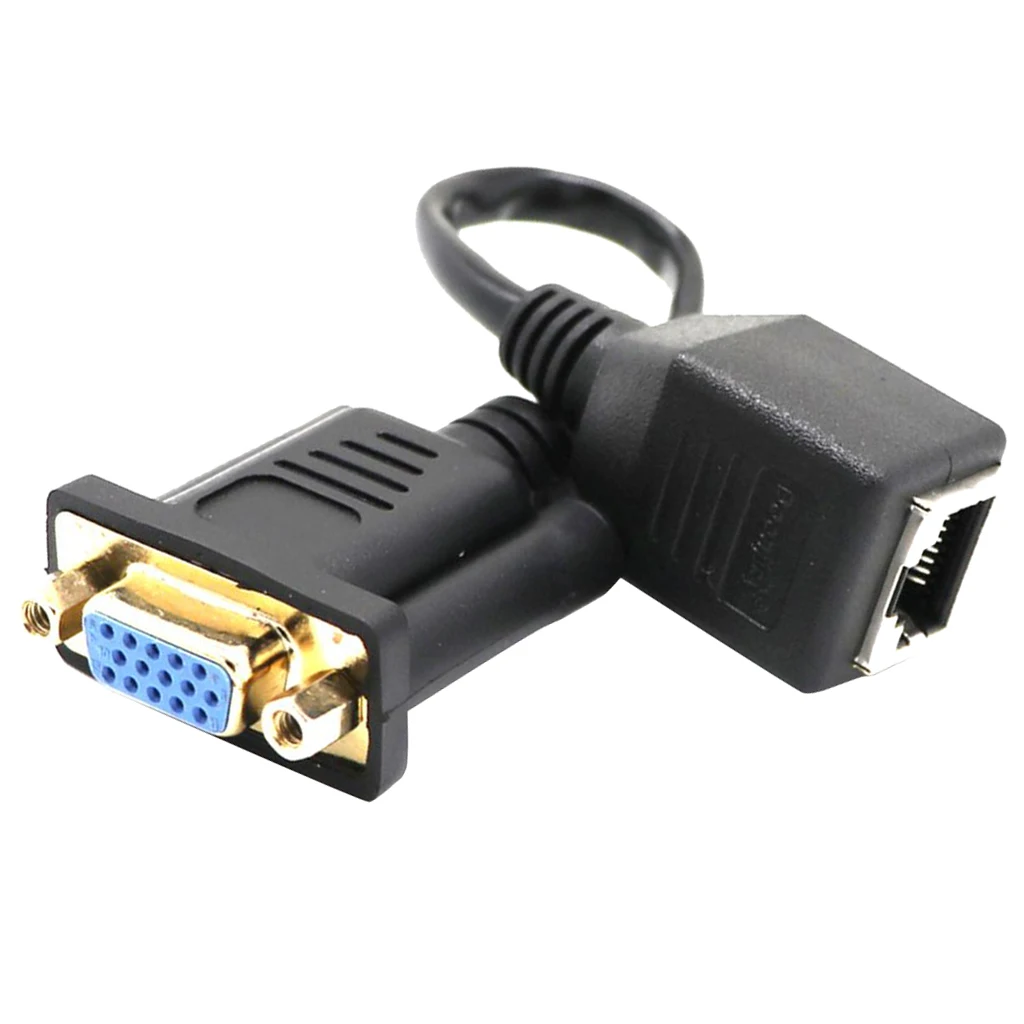 VGA Extender Converter Adapter Cable Cord, Cat5/Cat5E/RJ45 Female Network Cable Connector