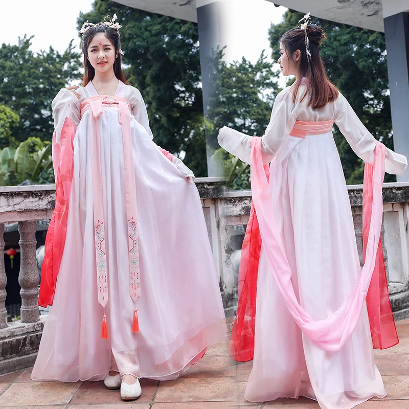 Hanfu сказочное платье, Древний китайский народный танец, традиционное китайское женское платье ханфу, костюм принцессы Цин, праздничное платье для косплея, DL4463
