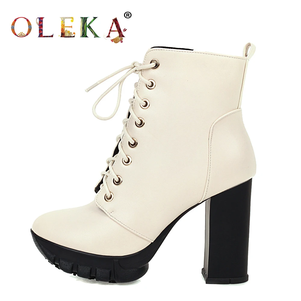 

OLEKA Mid-calf Winter Winter Boots Women Square Heel Rome Round Toe Ladies Boots Retro Style Western New AS858
