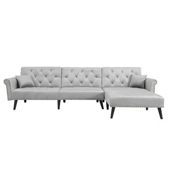 

Nordic Sectional Sofa Bed Set Living Room Furniture Velvet Left Hand Facing Adjustable Backrest Apartment Chaise Home Furniture