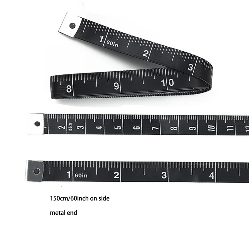 150cm/60inch Black Portable Tape Measure Body Measuring Ruler Sewing Tailor Mini Soft Flat Ruler Centimeter Meter Measuring Tape inline water meter