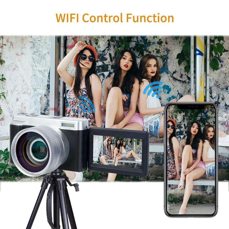 Цифровая камера видео камера Vlogging YouTube рекордер HD1080P 30FPS 24.0MP 3,0 дюймов флип-экран 16X цифровой зум WiFi камера wit