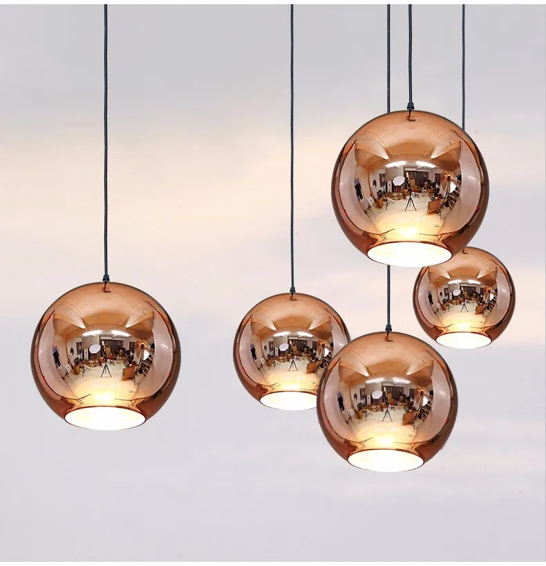 

Modern Mirror Glass Ball Pendant Lights Copper Color Globe Lamp Pendant Light Modern Lighting Fixtures Hanging Lamp 1PCS