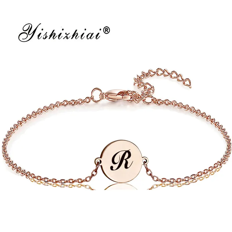 Изящный браслет с буквенным принтом, нержавеющая сталь, заказное имя, кулон, браслеты для женщин, персонализированные ювелирные изделия, подарок для подружки невесты