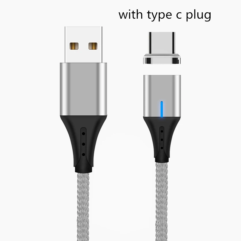 Магнитный кабель 3A Micro usb type C кабель передачи данных для быстрой зарядки для iPhone XS MAX XR 8 7 Plus SAMSUNG S10+ S9 для XIAOMI Mi9 MIX3 2S - Цвет: Silver Type C Plug