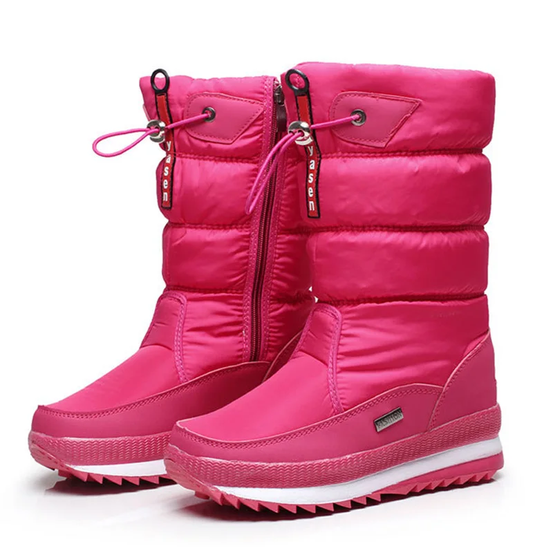 Модные женские туфли зимние высокие сапоги upper boots из искусственной кожи водонепроницаемые теплые зимние сапоги с жесткой подошвой прошитой подошве; теплые зимние плюшевые сапоги до середины икр, с 3 цвета