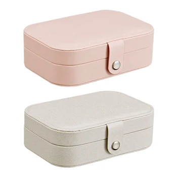 

Simple Portable Leather With Earrings Board Jewelry Box Necklace Earrings Ring Multi-function Storage Box