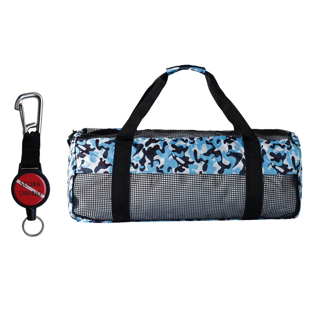 Durable Dive Mesh Duffel Bag Snorkeling Retractor Lanyard Holder Hook Carabiner Diving Bags for Water Sports