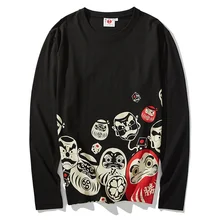 Японские Модные топы, мужские рубашки, свободные, длинный рукав, осень, обычная футболка, свободный принт, уличная одежда в стиле хип-хоп, азиатская одежда KK3202