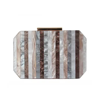

2020 Ladies Chain shoulder multi-color striped acrylic Evening bag fashion Women Chic Party Wedding Banquet purses and handbags