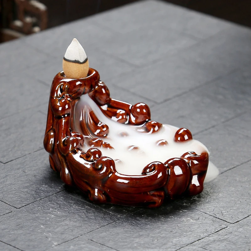 Керамический, с обратным потоком держатель для курильницы, дымовой туман, украшение для храма, 1 шт