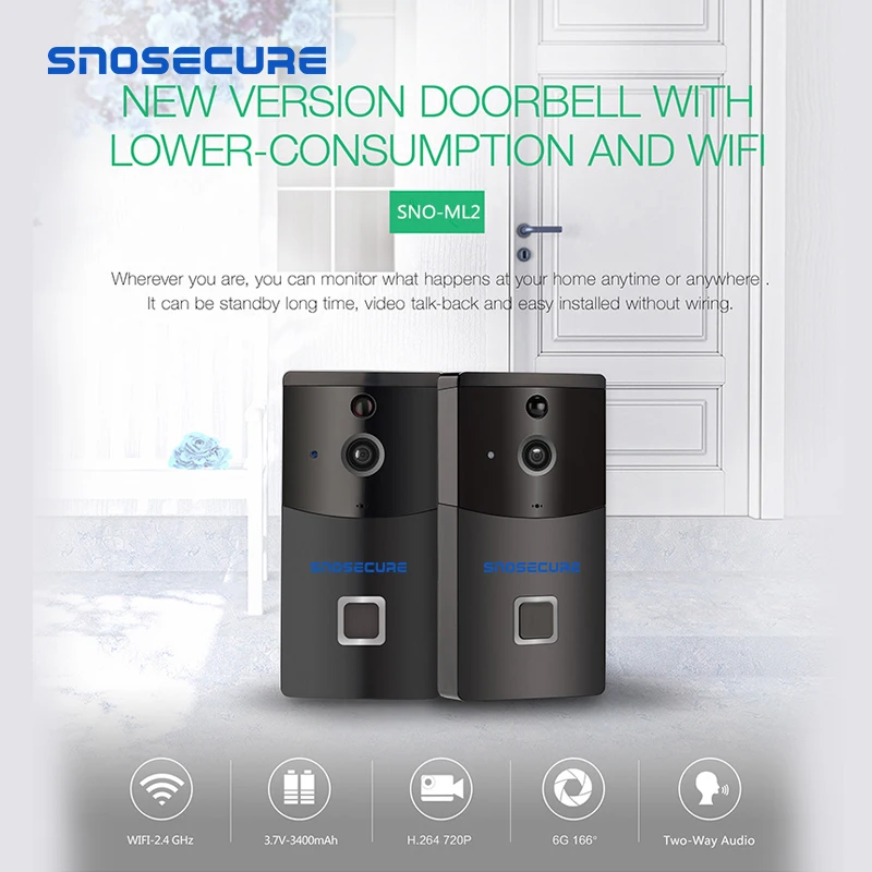 Дверной звонок SNOSECURE умная беспроводная камера с низким энергопотреблением Wi-Fi