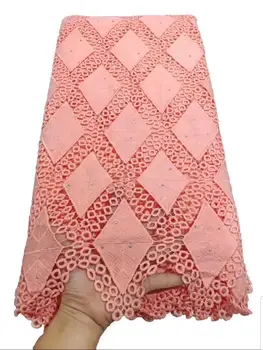 

PEACH African Lace Fabric 2019 Embroidered Nigerian Lace Fabric Bridal High Quality French Tulle Lace Fabric For Women Dress