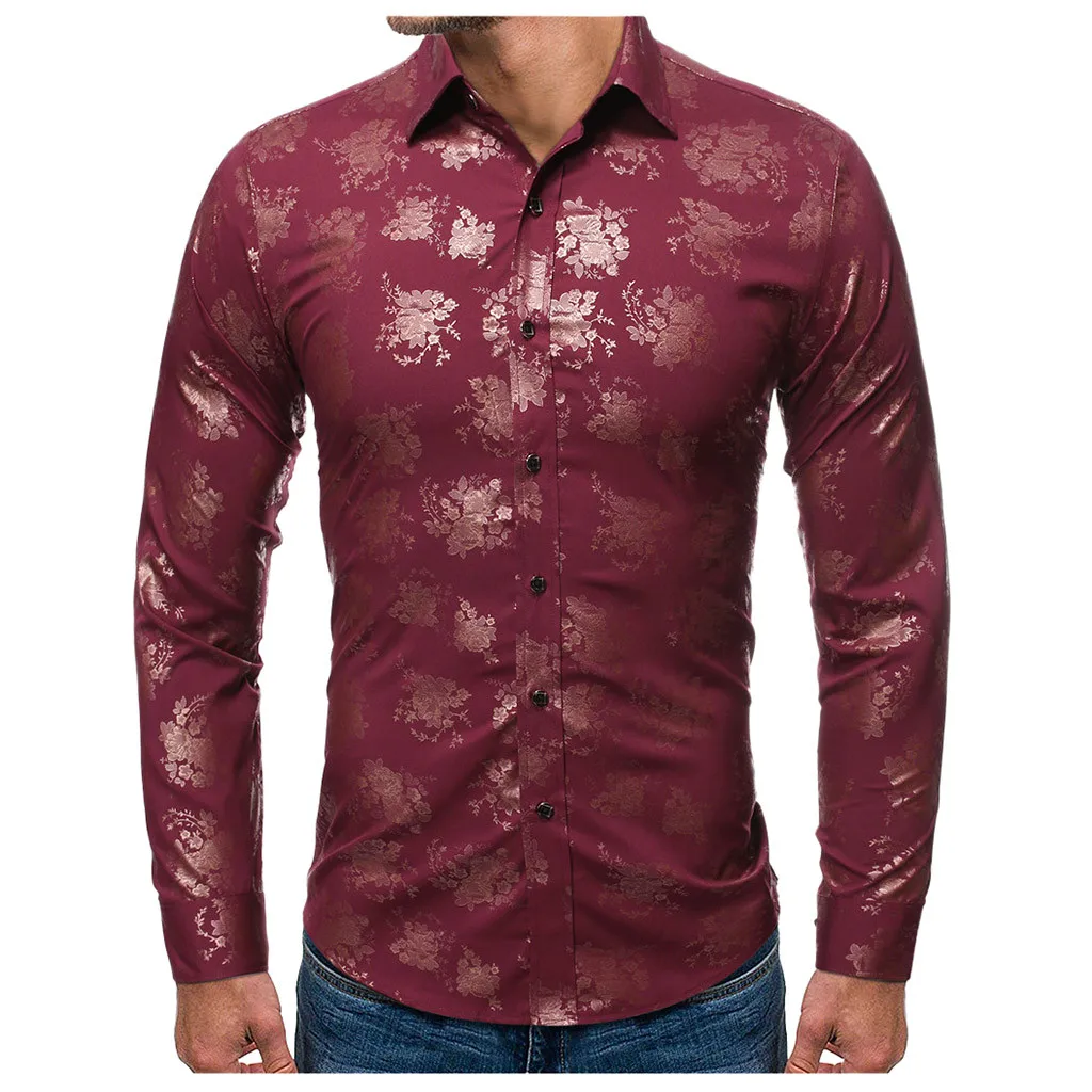 Vogue Camisa Social Masculina рубашка Мужская модная Осенняя штампованная рубашка с длинным рукавом с принтом Блузка Camisa