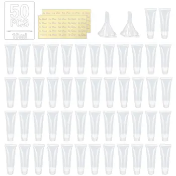 

50PCS/Set 10ML Lip Gloss Tube Transparent Round Mouth Lip Balm Cosmetics Container Beauty Lip Gloss Tubes