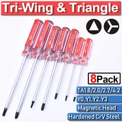 Y0 Y8 magnético de accionamiento triangular TA2.0 TA2.7 TA4.2, destornillador de acero CrV de tres alas de precisión, juego de destornilladores de reparación de precisión