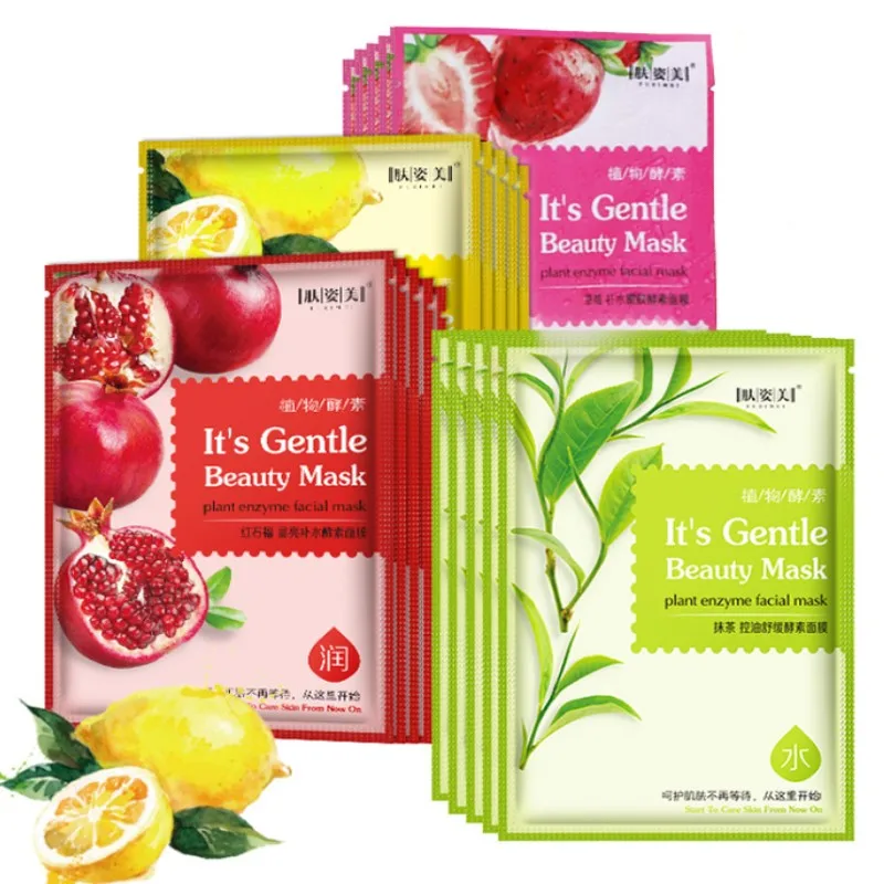 

Fruit Essence Deep Moisturizing Face Mask Red Pomegranate & Lemon & Green Tea & Strawberry Mask Anti Aging Whitening Skin Care