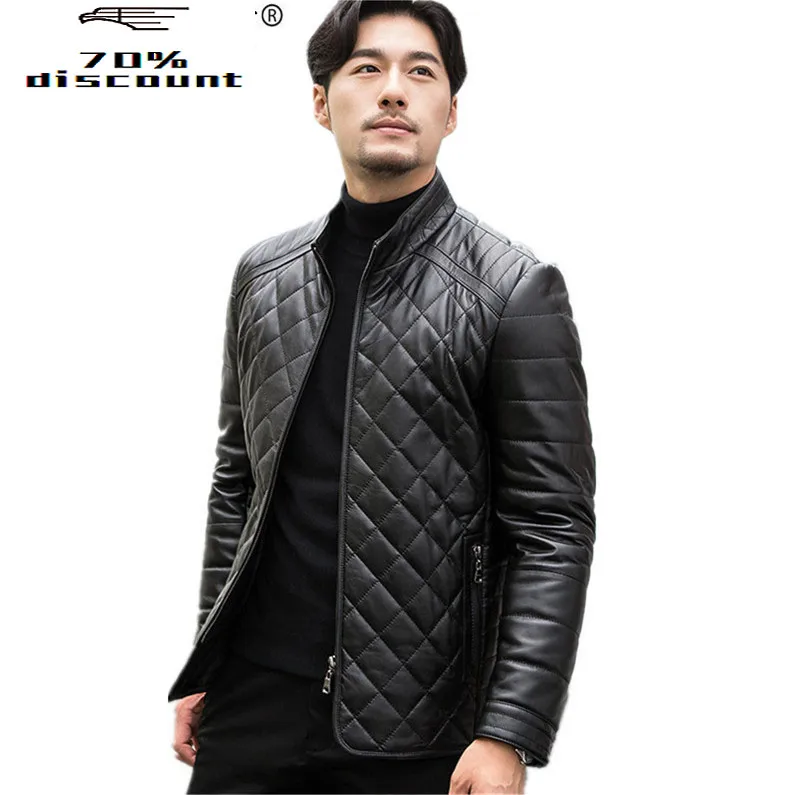 

Genuine Leather Jacket Autumn Short Down Cotton Winter Jacket Men Sheepskin Coat Mens Jackets and Coats Chaqueta MY2255