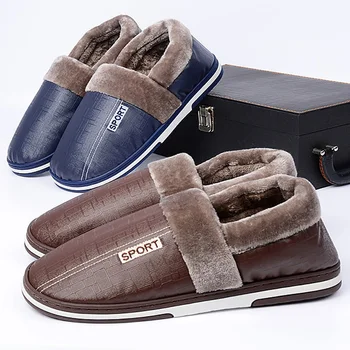 

Slippers men Big size 11-16 Velvet Winter Home Keep warm shoes for men Antiskid Memory Foam Indoor male slippers Superstar