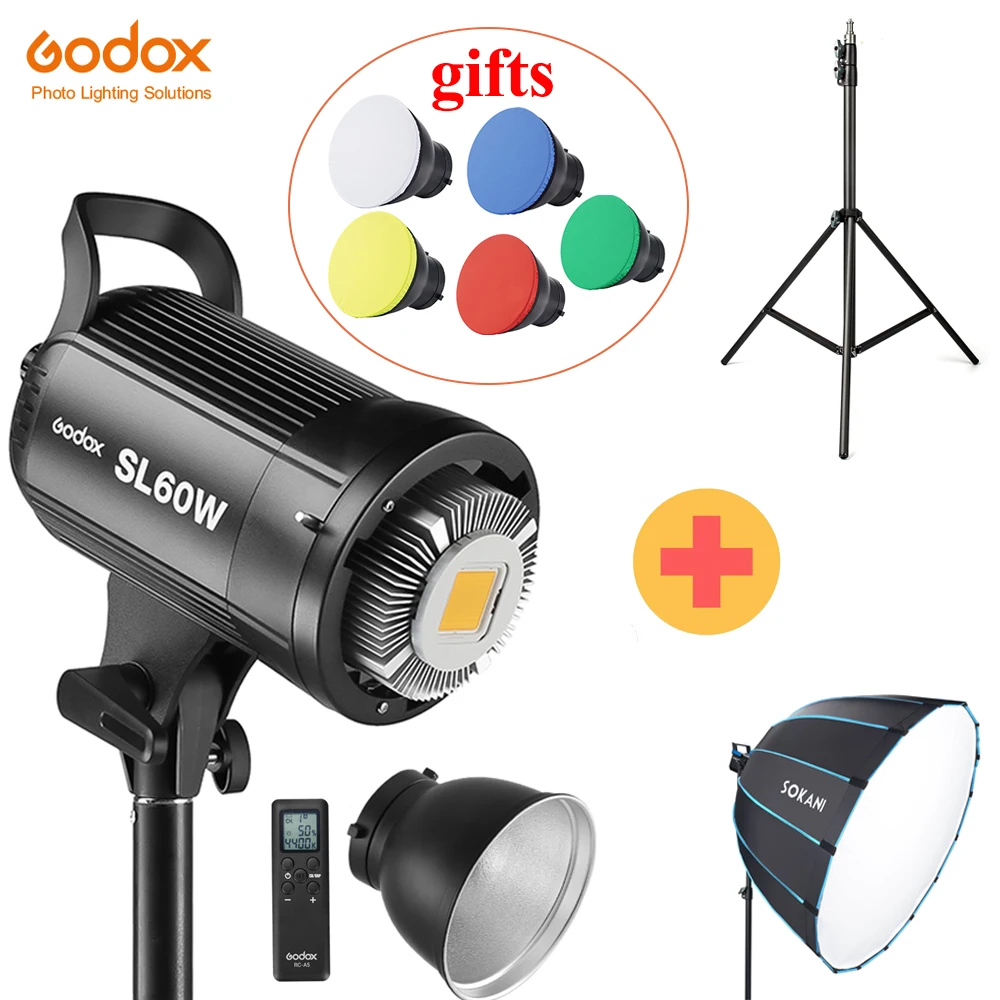 US $279.99 Godox LED Video Light SL60W 5600K White Version Video Light Continuous Light2M Light StandOctagon Umbrella Bowens Softbox