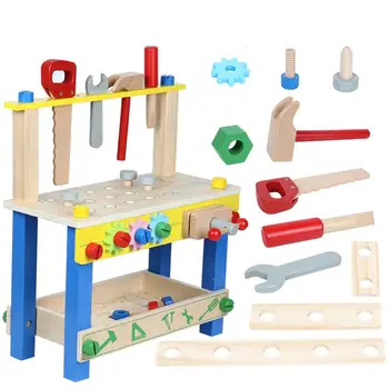 

Solid Wood Project Workbench Play Nut Building Set Colorful Interactive Intelligent Tool Toy Early Education For Boys And Girls
