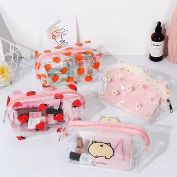 

Hot Sale Waterproof Transparent Cosmetic Bags Storage Pouch Makeup Organizer Approved Clear Case Toiletry Bag PVC Zipper Travel
