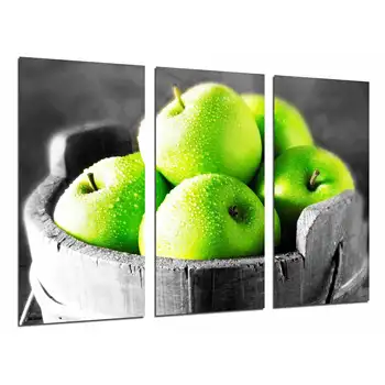 

Green apples Fruit Bowl, Fruit, photo print on wood, modern picture decorative 26662