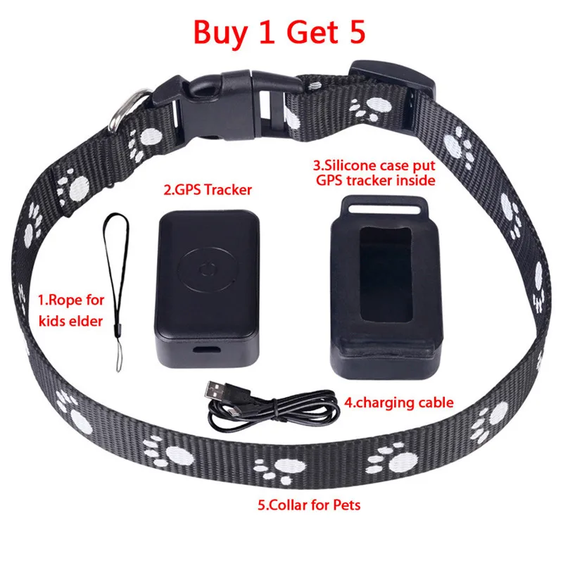 Pet GPS Locator Waterproof Mini Pets GPS AGPS LBS WIFI Tracker Real-time Tracking Locator Collar Children Pets Anti-lost Device
