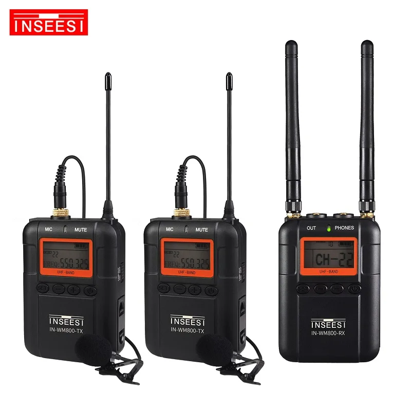 INSEESI IN-WM800 двойной канал частоты UHF профессиональные беспроводные ПЕТЛИЧНЫЕ приемник микрофона, совместимый с DSLR камеры видеокамеры - Цвет: IN-WM800
