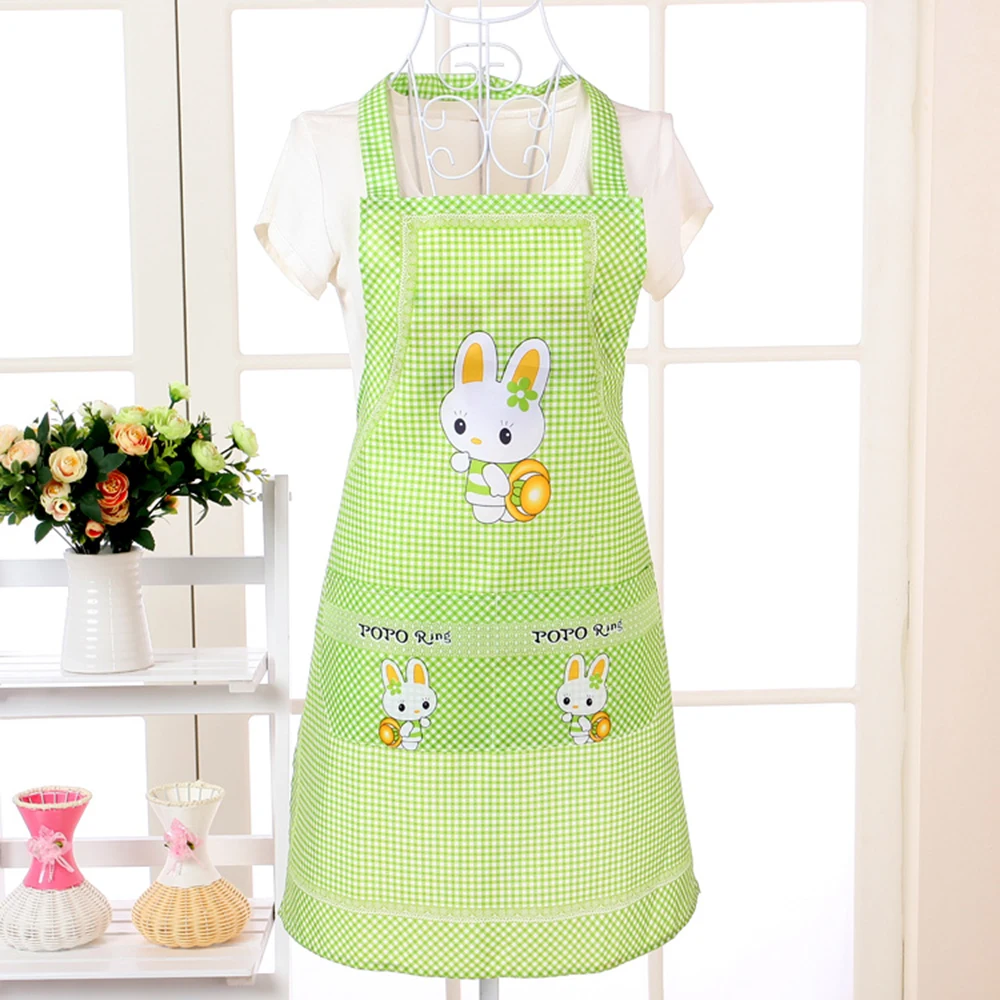 Cooking Apron Cartoon Kitchen Rabbit Sleeveless Double Pocket Household Cleaning Aprons for Adults Women Lady Cloth Protect