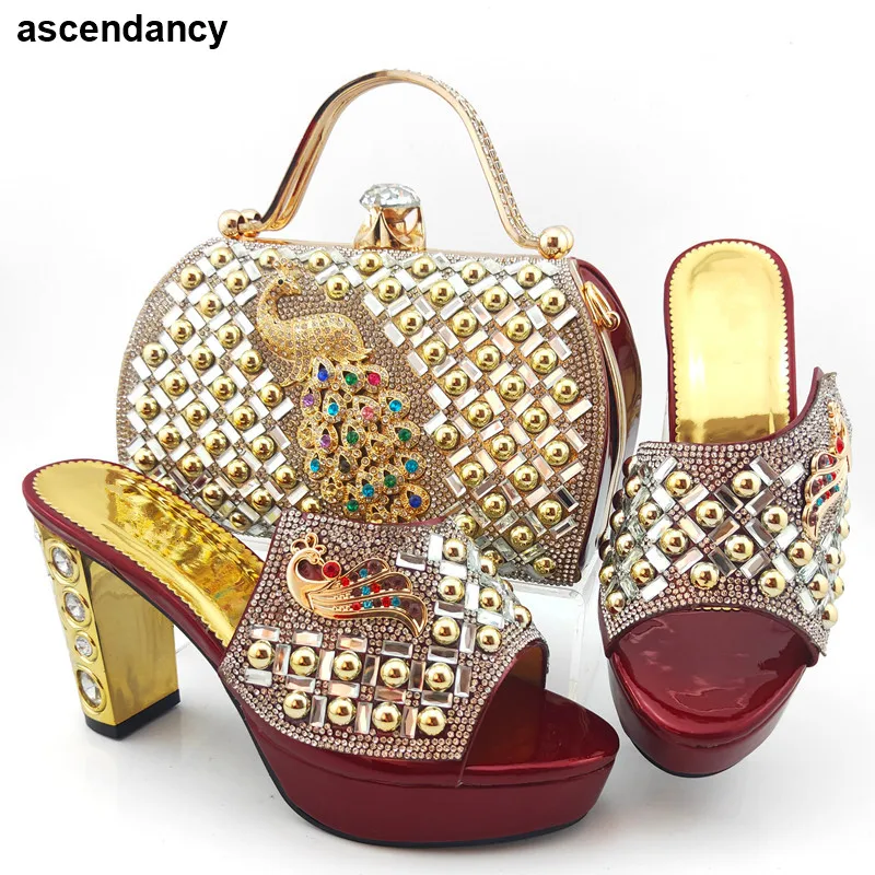 

New Italian Shoe and Bag Set for Party In Women Italian Shoes and Bag To Match Wedding Party High Quality African Wedding Shoes