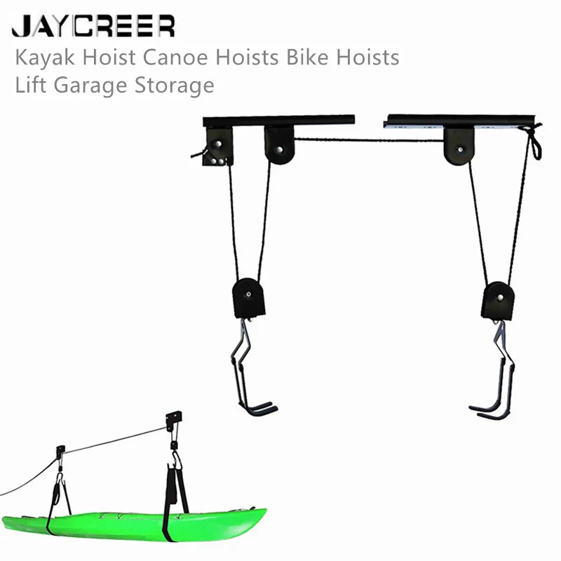 JayCreer 20/50KGS нагрузки Крытый каяк и каноэ потолок для хранения подъемник сверхмощный гараж подвесной подъемник шкив стойки колыбели набор