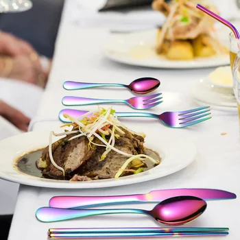 

304 Stainless Steel Portable Tableware 9 Pieces Straw Knife Fork Spoon Chopsticks Packaged Combination Outdoor Dinnerware