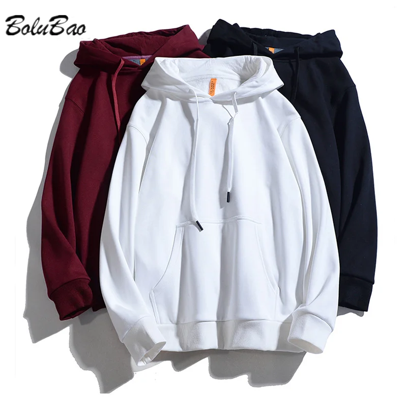 

BOLUBAO New Men's Pullover Hoodies Spring and Summer Hooded Korean Casual Collarless Top Street Fashion Ins Pure Color Hoodies