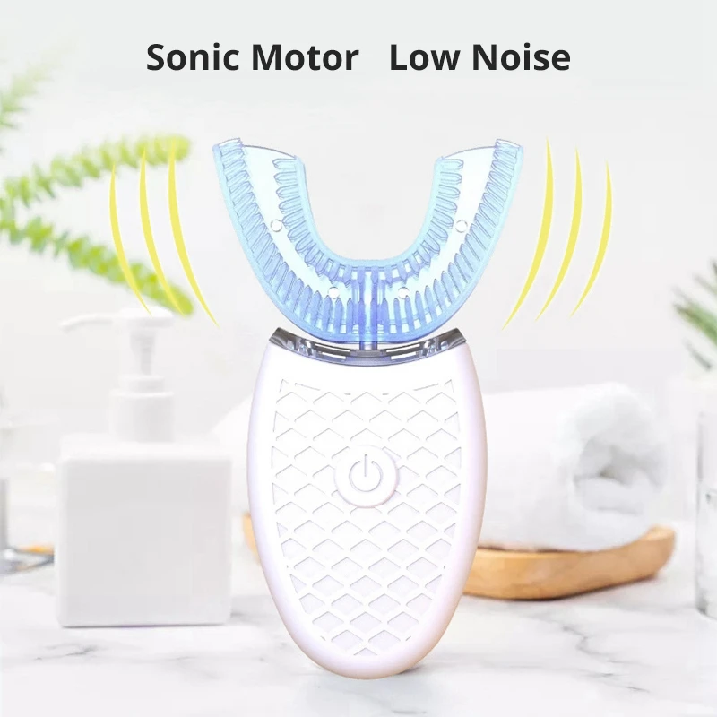 2x 360 Degrees U Type Automatic Electric Toothbrush High Frequency Ultrasonic Vibration Blue Light Red & Blue 2x 360 Degrees U Type Automatic Electric Toothbrush High Frequency Ultrasonic Vibration Blue Light Red & Blue
