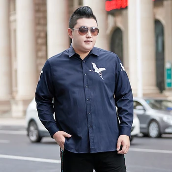 

Male 2019 New Men's Long-Sleeved Dress Shirt Letter Print Men's Casual Slim Lapel Male Quality Large Size 8XL 7XL Mens Shirts
