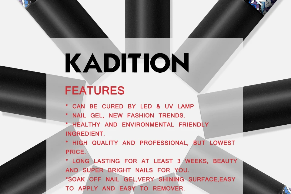 KADITION 5 мл гель для ногтей Набор радужных цветов УФ-гель для ногтей дизайн впитывающий гель лак верхнее покрытие маникюрный набор гель лак