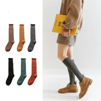 

women's stocking Leg socks black socks female stockings college style high tube combed cotton simple Women's stocking