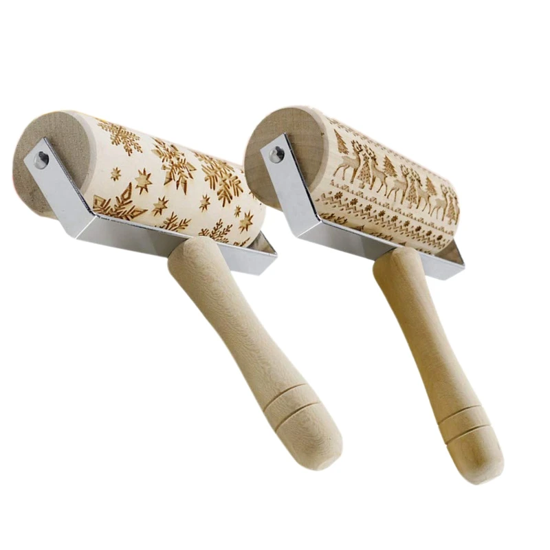 2 шт. Скалка Снежинка тисненое печенье Скалка помадка Персонализированная глина для Рождественской Выпечки деревянная тесто ручной работы Ro