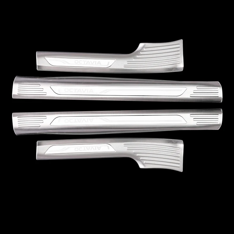 Lsrtw2017 Car Door Sill Threshold Strip Trims for Skoda Octavia a7 Interior Accessories Metal - Название цвета: product picture 1