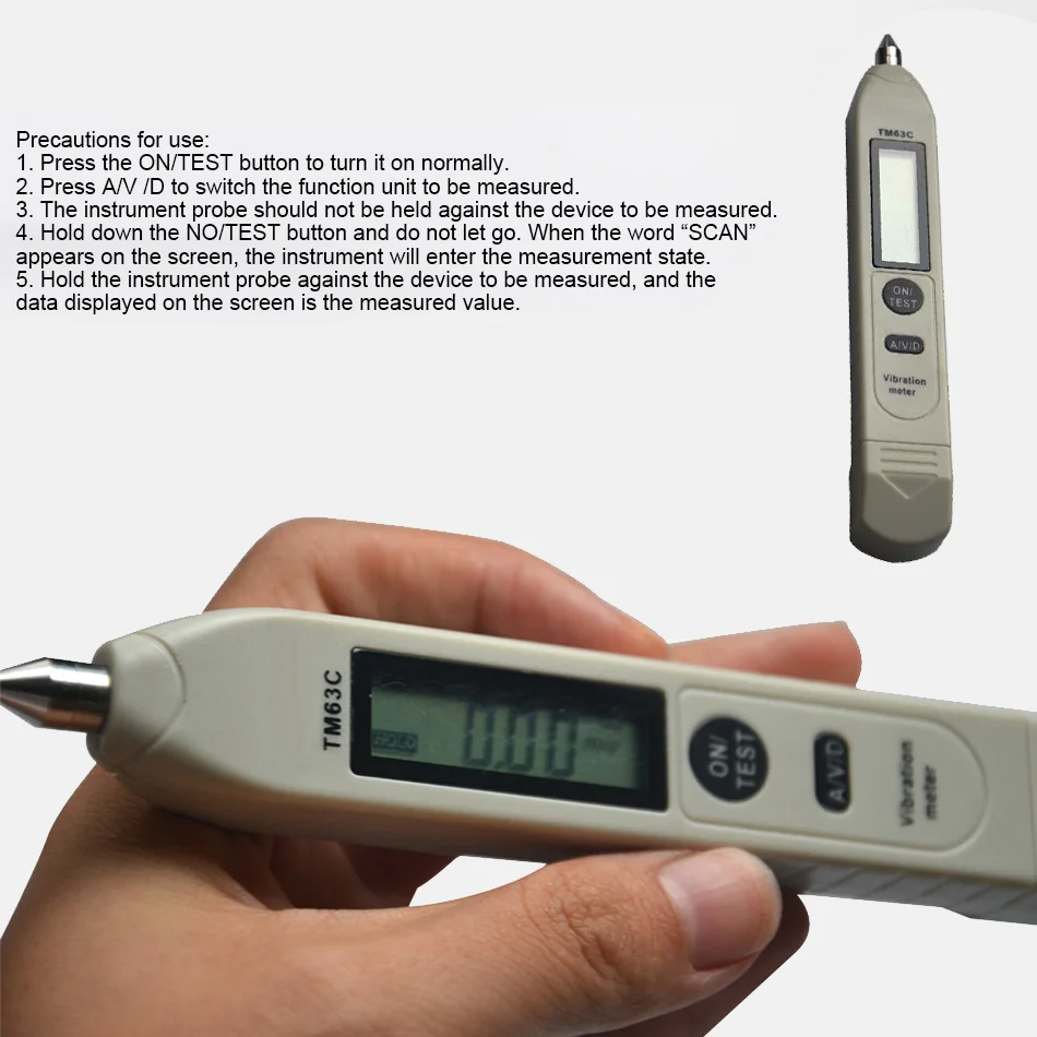 TM63C Pocket Pen Digitale Vibrometer Lager Trillingen Motor Detectie Snelheid Acceleratie Verplaatsing TM63C Pocket Pen Digitale Vibrometer Lager Trillingen Motor Detectie Snelheid Acceleratie Verplaatsing