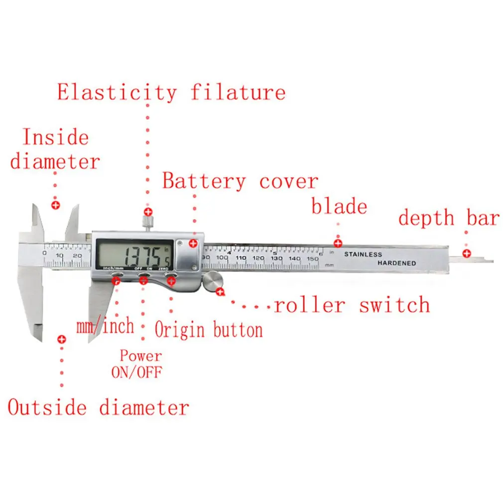 150 мм/6 дюймов электронный прецизионный цифровой циркуль Vernier линейка микрометр из нержавеющей стали измерительный прибор
